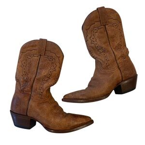 Dan Post Brown Leather Cowgirl Boots 3470 Western Rodeo Snip Toe Mid Calf 8